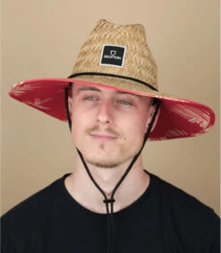 Brixton Alpha Square Sun Hat Tan Aloha Red