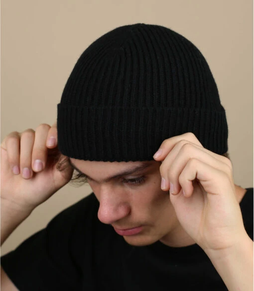 Bonnet Fabriqué En France En Laine Recyclée Noir