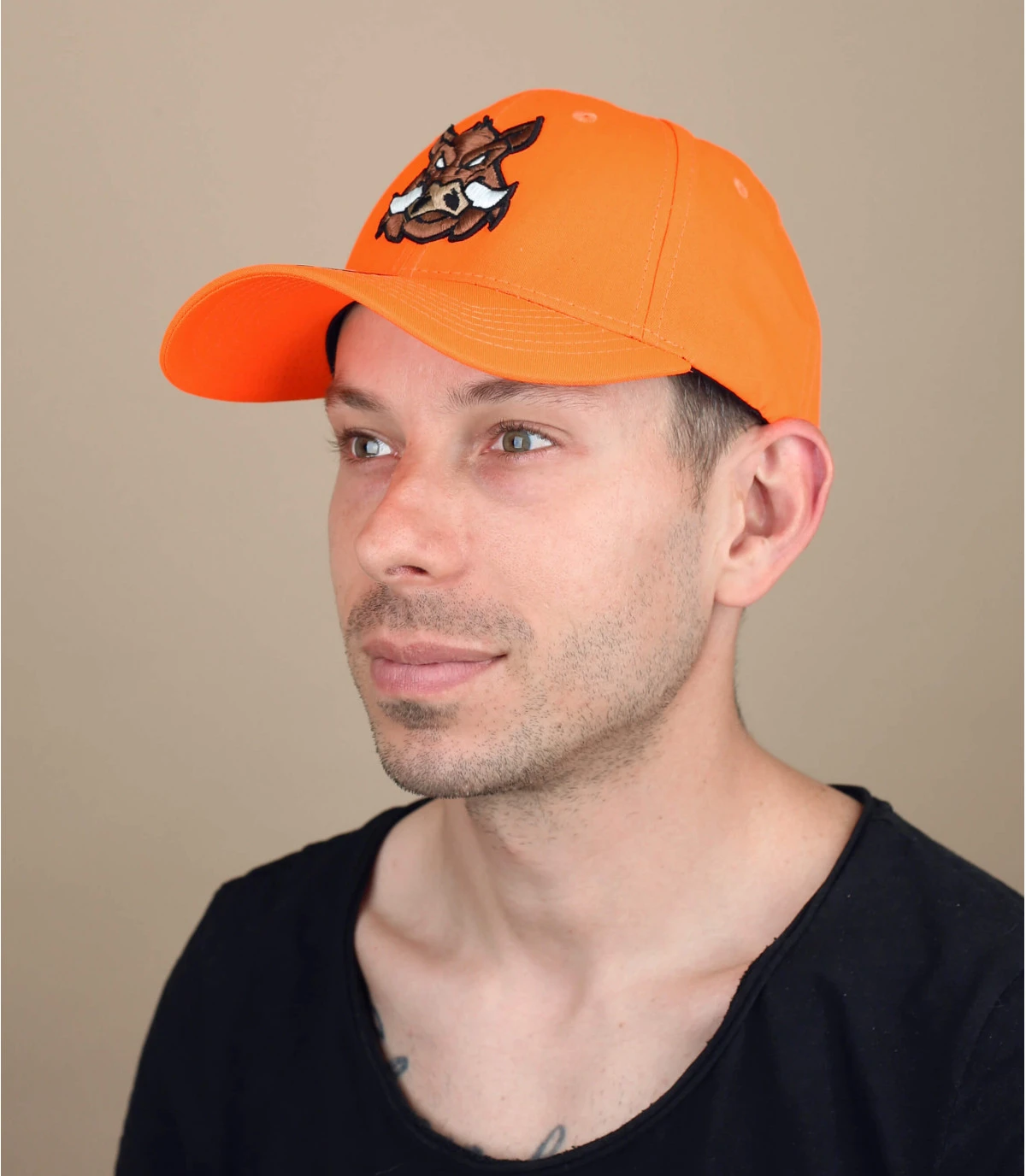 Casquette Sanglier Orange 1 Casquette Sanglier Orange