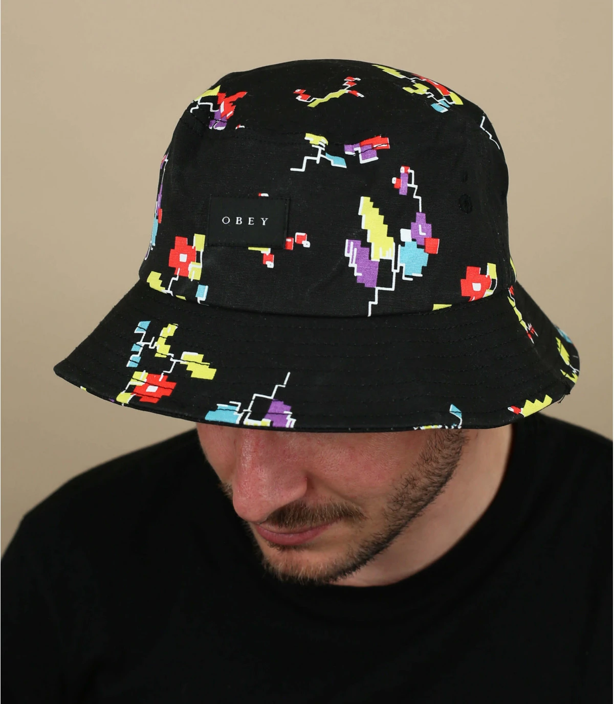 OBEY Digital Floral Bucket Black 1 OBEY Digital Floral Bucket Black