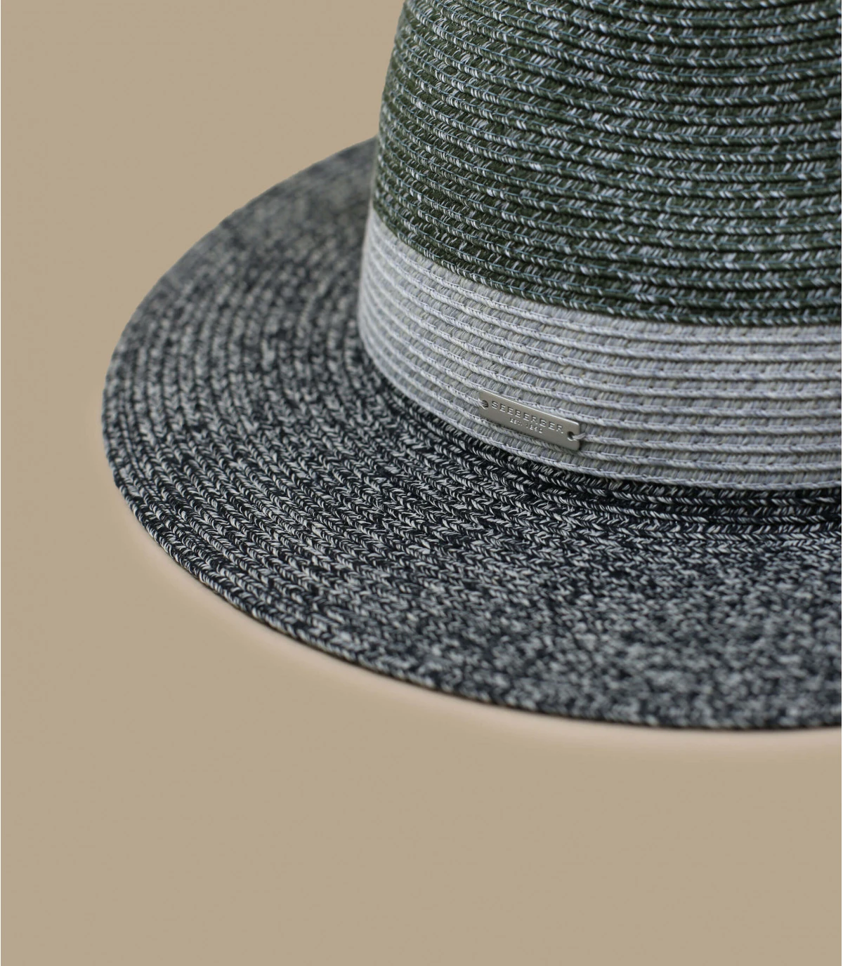 Seeberger Fedora Stripe Design Khaki Black 2 Seeberger Fedora Stripe Design Khaki Black – Image 2
