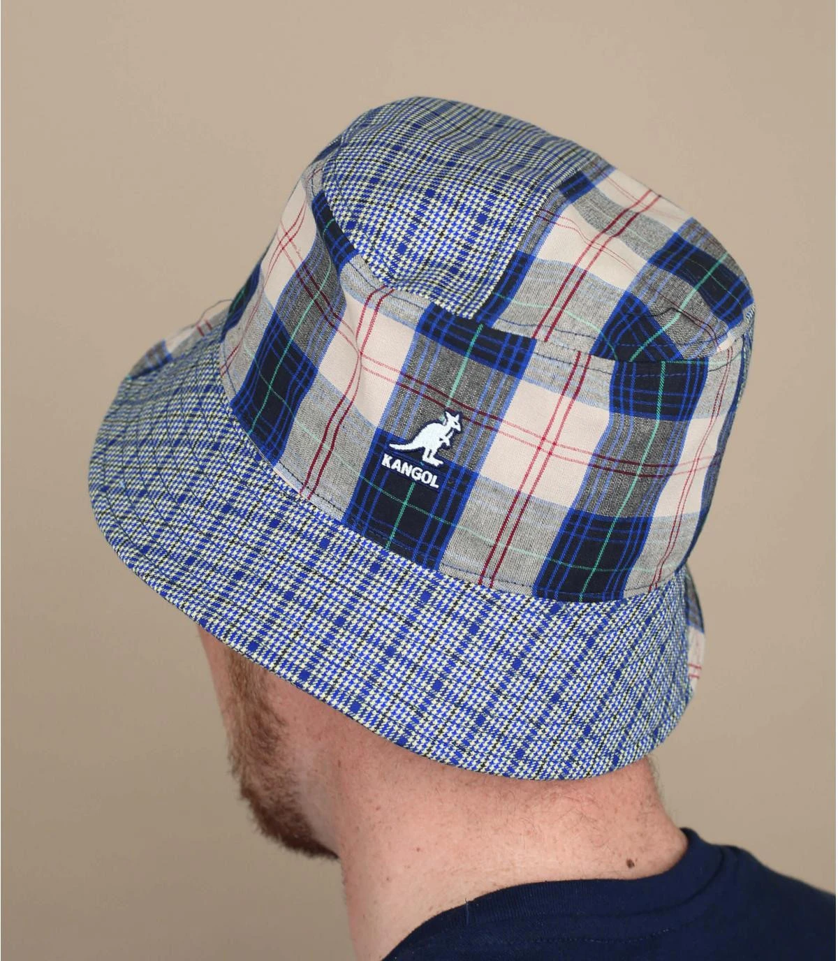 Kangol Plaid Mashup Bucket Mykonos Blue 1 Kangol Plaid Mashup Bucket Mykonos Blue