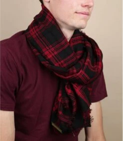 Stetson Scarf Shadow Plaid Red Black