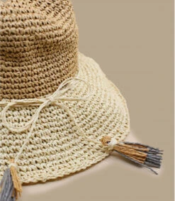 Stella Beige -Chapeau De Mode stella beigecapeline20paille20multicolore