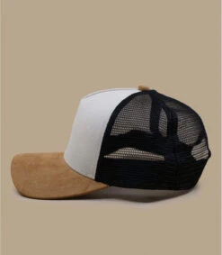 Trucker Blank Chambray Beige Black Brown Suede -Chapeau De Mode trucker blank chambray beige black brown suede 1