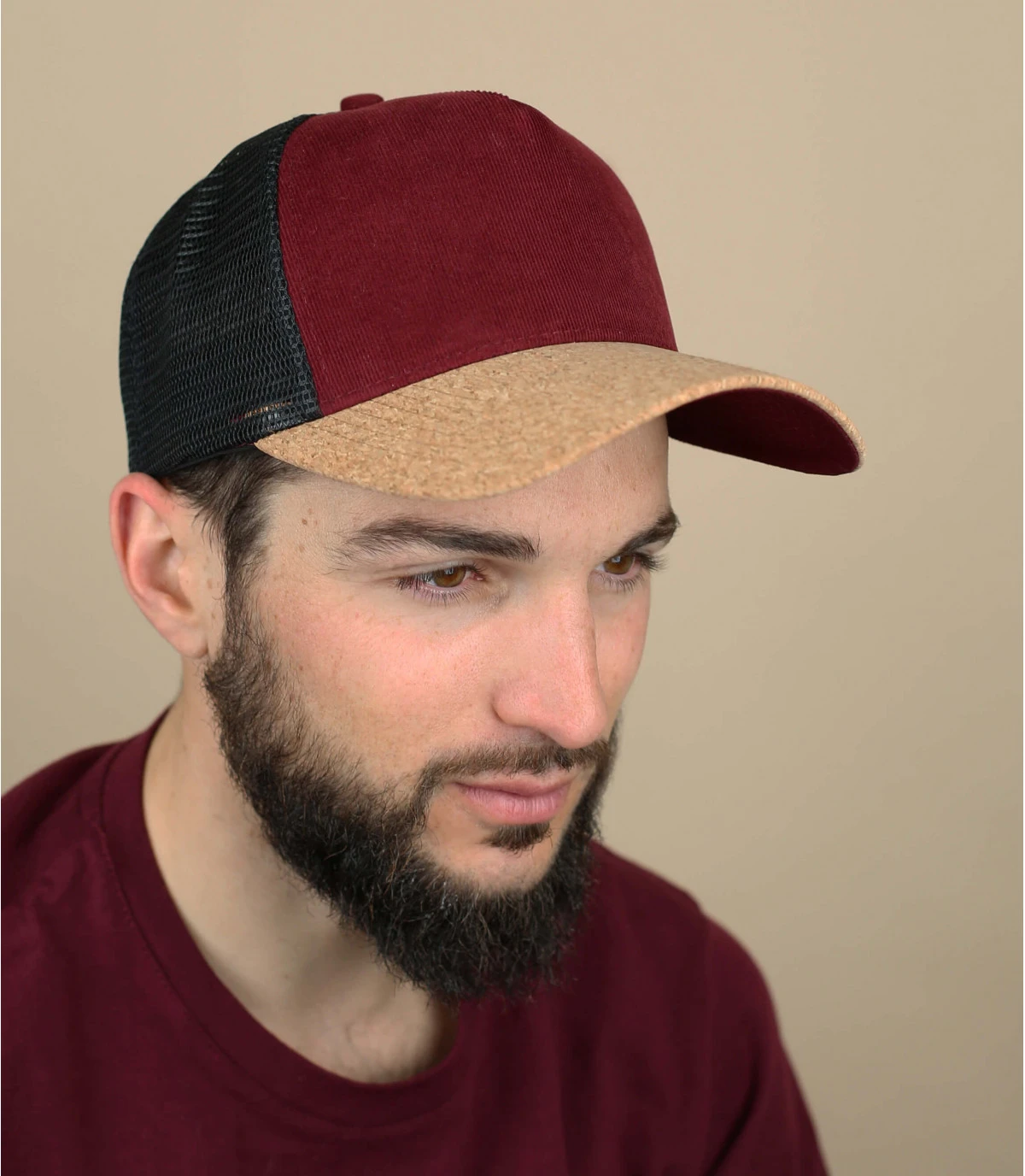 Trucker Corduroy Burgundy Cork Black 1 Trucker Corduroy Burgundy Cork Black